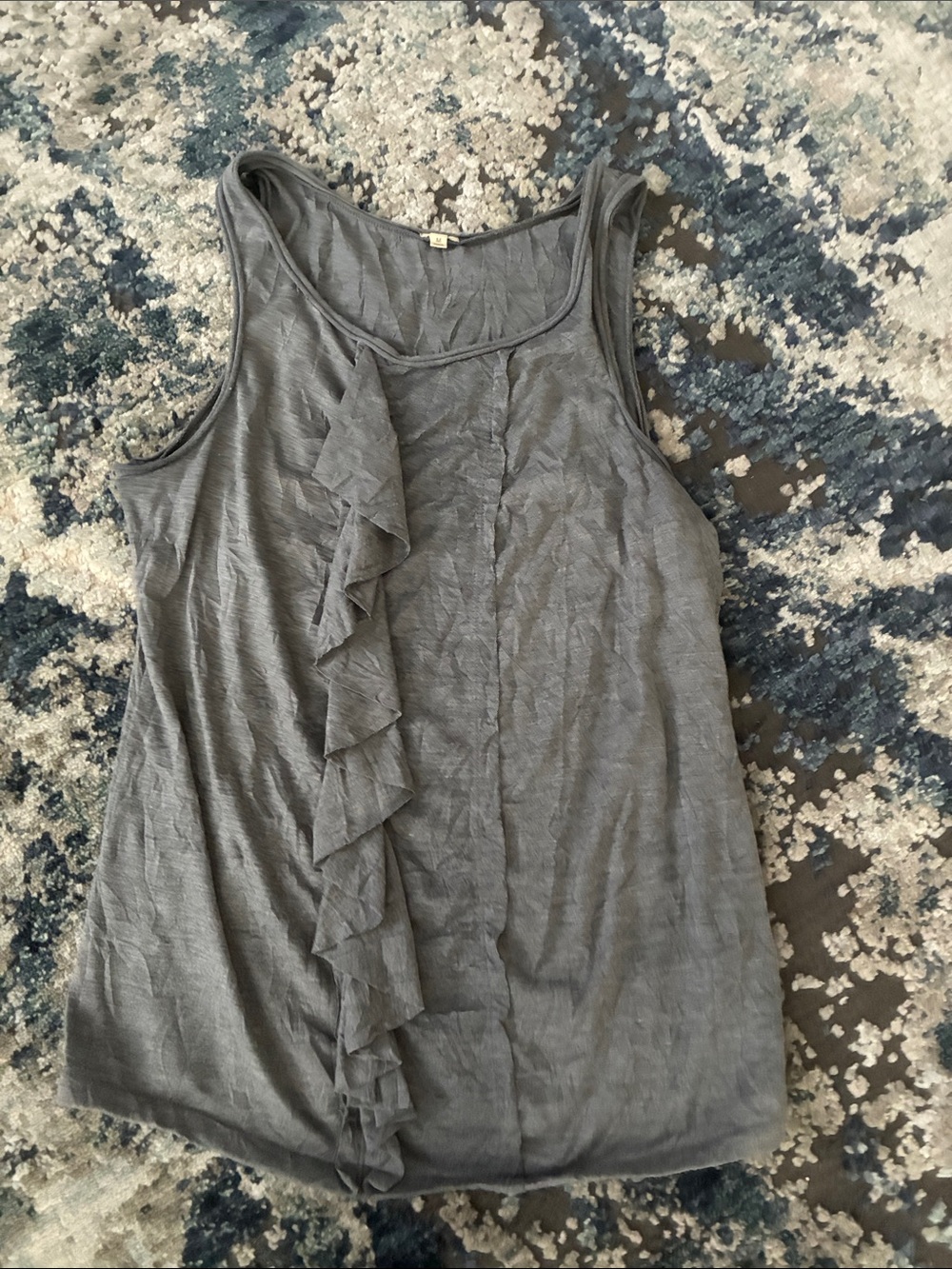 J Crew Sleeveless Ruffle Front Tank Top - Gray